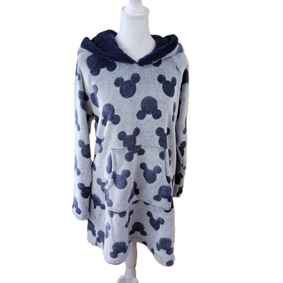 Disney Other - Disney Mickey Mouse Lounge Hoodie Fleece Sweatshirt Robe Blue Size Small